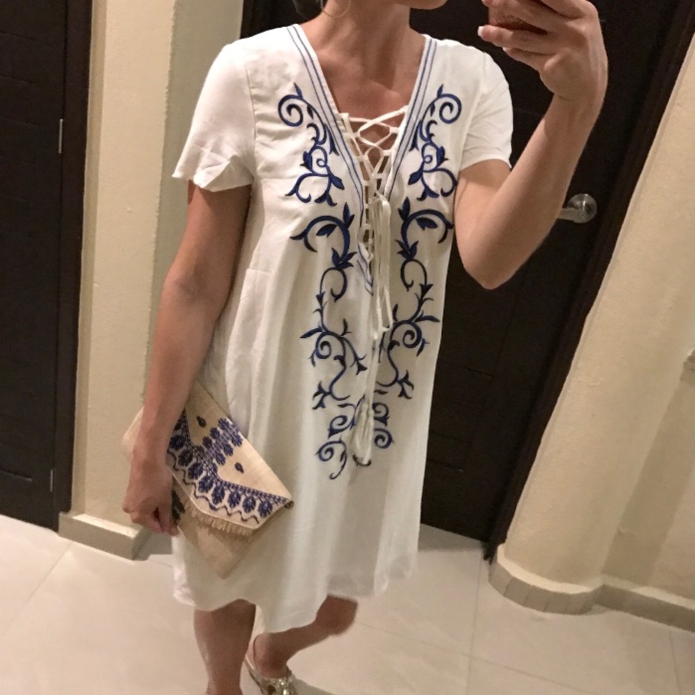 White Embroidery Swim Cover Up/ Dress